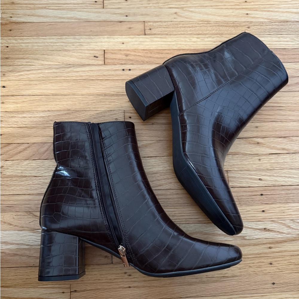 Jones New York Brown Ankle Boots with Block Heel